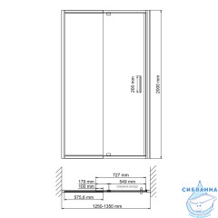 Дверь в нишу Wasserkraft Berkel 48P30 130 см профиль хром, стекло прозрачное 