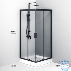 Душевое ограждение Am.Pm Gem W90G-403-090BT 90x90 профиль черный, стекло прозрачное (без поддона)