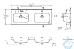 Тумба подвесная Brevita Wine 120 белый матовый с раковиной Brevita Onda 120 (с двумя чашами 