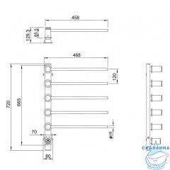 Полотенцесушитель электрический  Wonzon&Woghand Hamburg 52х72 WW-AL315-MB (с возможностью скрытого подключения, подключение универсальное) (черный матовый)