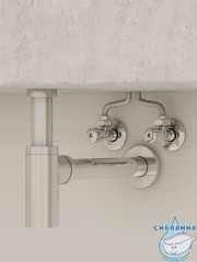 Кран угловой, с отражателем, 1/2; 1/2, кран-букса, латунь, IDDIS, 910B0P2C2CZ