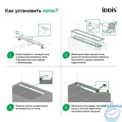 Лоток душевой, горизонтальный выпуск, комб. затвор, двухстор. решетка, 700мм, хром, IDDIS, 975A7SB00DZ