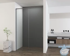 Дверь в нишу Vincea Ultima 120 профиль вороненая сталь, стекло прозрачное VDS-7UL120CLGM