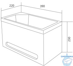 Тумба подвесная 1Marka Tiny XS MINI L 39 с раковиной Tiny 39 белый глянец