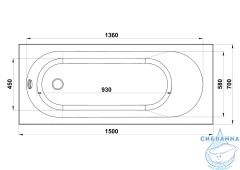 Ванна из искусственного камня Bas Марбея 150x70