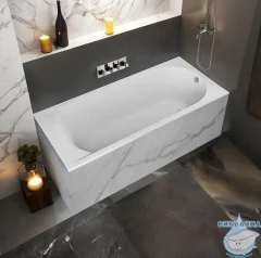 Ванна из искусственного камня Bas Афина 170х75 (с каркасом) (белый матовый)