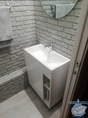 Тумба подвесная с раковиной 1Марка Lido 60П (1 дверь) белый глянец