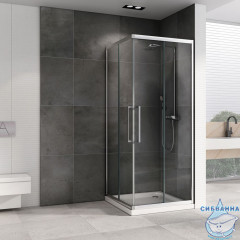 Душевое ограждение Abber Schwarzer Diamant AG02090H 90x90 профиль хром, стекло прозрачное (без поддона)