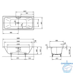 Стальная ванна Kaldewei Cayono Duo 725 180x80 standard с ножками
