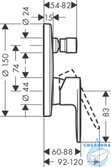 Встраиваемый смеситель для ванны Hansgrohe Vernis Blend 71466670 (черный матовый)