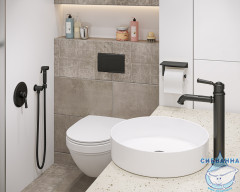 Встраиваемый смеситель с гигиеническим душем Timo Arisa 5309/03SM (черный матовый)