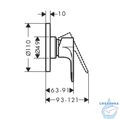 Смеситель для душа встраиваемый Hansgrohe Rebris E 72658000 (хром)