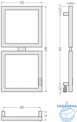 Полотенцесушитель электрический Сунержа Этюд L 33х69 (с возможностью скрытого подключения, подключение R/L) (черный матовый)