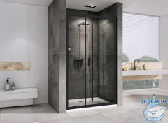 Дверь в нишу ABBER Schwarzer Diamant AG30110B5 110x190 профиль черный, стекло прозрачное