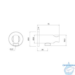 Выход для шланга с держателем для лейки, черный матовый, Dale, Milardo, DALBL00M62