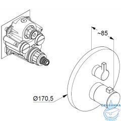  Встраиваемый смеситель для ванны Kludi Nova Fonte Puristic 208300515 (хром)