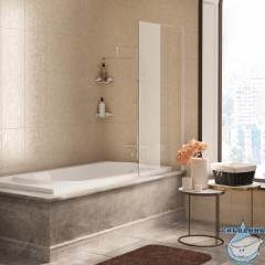 Шторка для ванны Wasserkraft  Berkel Berkel 48P01-80WHITE 80x140 профиль белый, стекло прозрачное