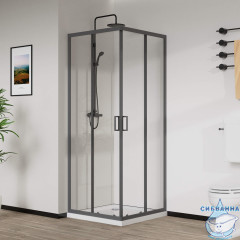 Душевое ограждение Vincea City 90x90 профиль вороненая сталь, стекло прозрачное VSS-5CT900CLGM
