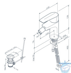 Смеситель для биде AM.PM Gem F90A83100 (с донным клапаном) (хром)