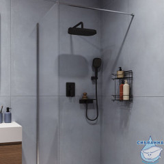 Душевая система скрытого монтажа с тропическим душем и  ручным душем, черный матовый, Azure, Milardo, AZUBL02M67