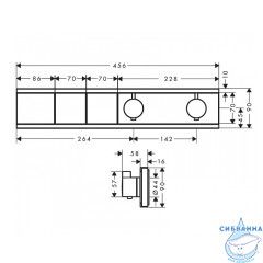 Встраиваемый термостатичесий смеситель для ванны Hansgrohe RainSelect 15380140 (шлифованная бронза)