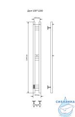 Полотенцесушитель электрический Санприз Дуэт квадрат 10Х120 L (хром) (подключение L)