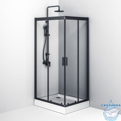 Душевое ограждение AM.PM Gem 100x80 W93G-404-100280-BT профиль черный, стекло прозрачное (без поддона)