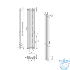 Полотенцесушитель электрический Toni Arti Siena pulsante 4П 180x1200 черный матовый
