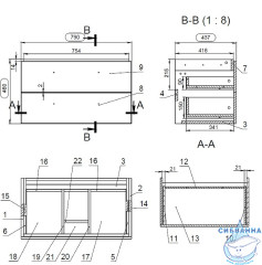 Тумба Cersanit Lara 80 орех с раковиной Cersanit Como 80