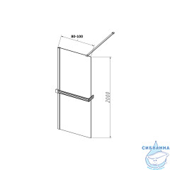 Walk-in Vincea Walk In HR 90 профиль черный, стекло прозрачное VSW-4HR900CLB