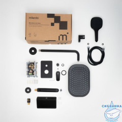 Душевая система скрытого монтажа с тропическим душем, ручным душем и изливом, черный матовый, Azure, Milardo, AZUBL03M68