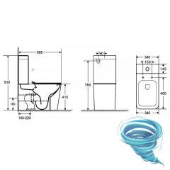 Унитаз напольный со смывом торнадо Azario Quadro с бачком и сиденьем Soft Close (микролифт) AZ-2175 UQ1