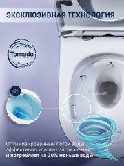 Унитаз подвесной безободковый, смыв торнадо Charus Estella Tornado EWC700-121WT с сиденьем Soft Close (микролифт)