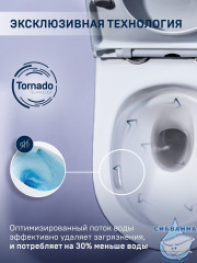Унитаз подвесной безободковый, смыв торнадо Charus Estella Tornado EWC700-121WT с сиденьем Soft Close (микролифт)