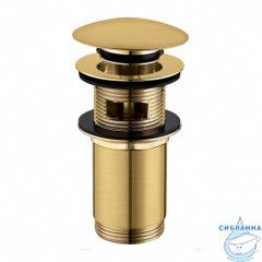 Донный клапан для раковины с переливом Omnires A706GLB механизм click/clack (золотой брашированный)