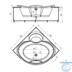 Акриловая ванна Aquatek Эпсилон 150х150 с каркасом