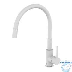 Смеситель для кухни с гибким изливом, белый матовый, Meal, Milardo, M01WT0FM05
