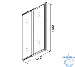 Шторка для ванны Azario Merrit 100x140 профиль черный, стекло прозрачное AZ-NF6122 1000 BLACK