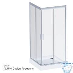Душевое ограждение AM.PM Gem 90х90 W90G-403-090MT профиль серый, стекло прозрачное (без поддона) (без поддона)