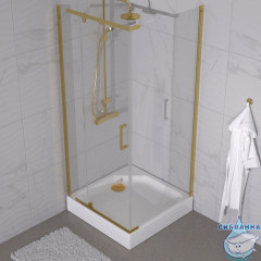 Душевое ограждение Тритон Терра 90x90 профиль золото, стекло прозрачное Щ0000073931 (с поддоном)