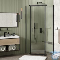 Душевое ограждение Wasserkraft Wiese 90x90 профиль черный, стекло прозрачный  84P11 (без поддона)