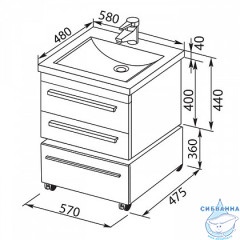 Тумба под раковину Aquanet Нота 58 белый 171483