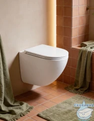 Унитаз подвесной безободковый, смыв торнадо Charus Estella Tornado CR.522.WT3.01 с сиденьем Soft Close (микролифт)