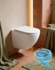 Унитаз подвесной безободковый, смыв торнадо Charus Estella Tornado CR.522.WT3.01 с сиденьем Soft Close (микролифт)