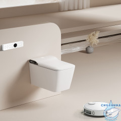 Унитаз подвесной безободковый Abber Rechteck AC1215S с сиденьем Soft Close (микролифт) (белый матовый)