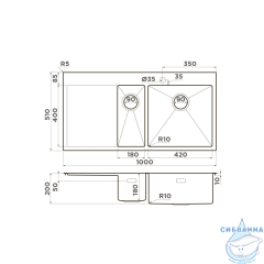Кухонная мойка Omoikiri Akisame 100-2-LG-R 4973090 золото