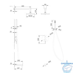Душевая система Abber Emotion  250 1 режим AF8817G (золото матовое)