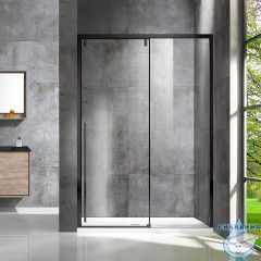 Дверь в нишу Vincea Lugano 150 профиль черный, стекло прозрачное VDS-1L150CLB-1