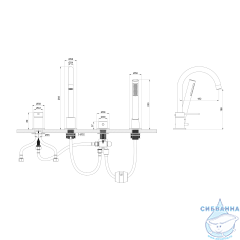 Смеситель для ванны на борт Oliveeka Y-Line OL-669017-CR (хром)