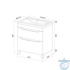 Тумба с умывальником, напольная, 70 см, белый, Ray, IDDIS, RAY70WFi95K подходит умыв. 4077000i28